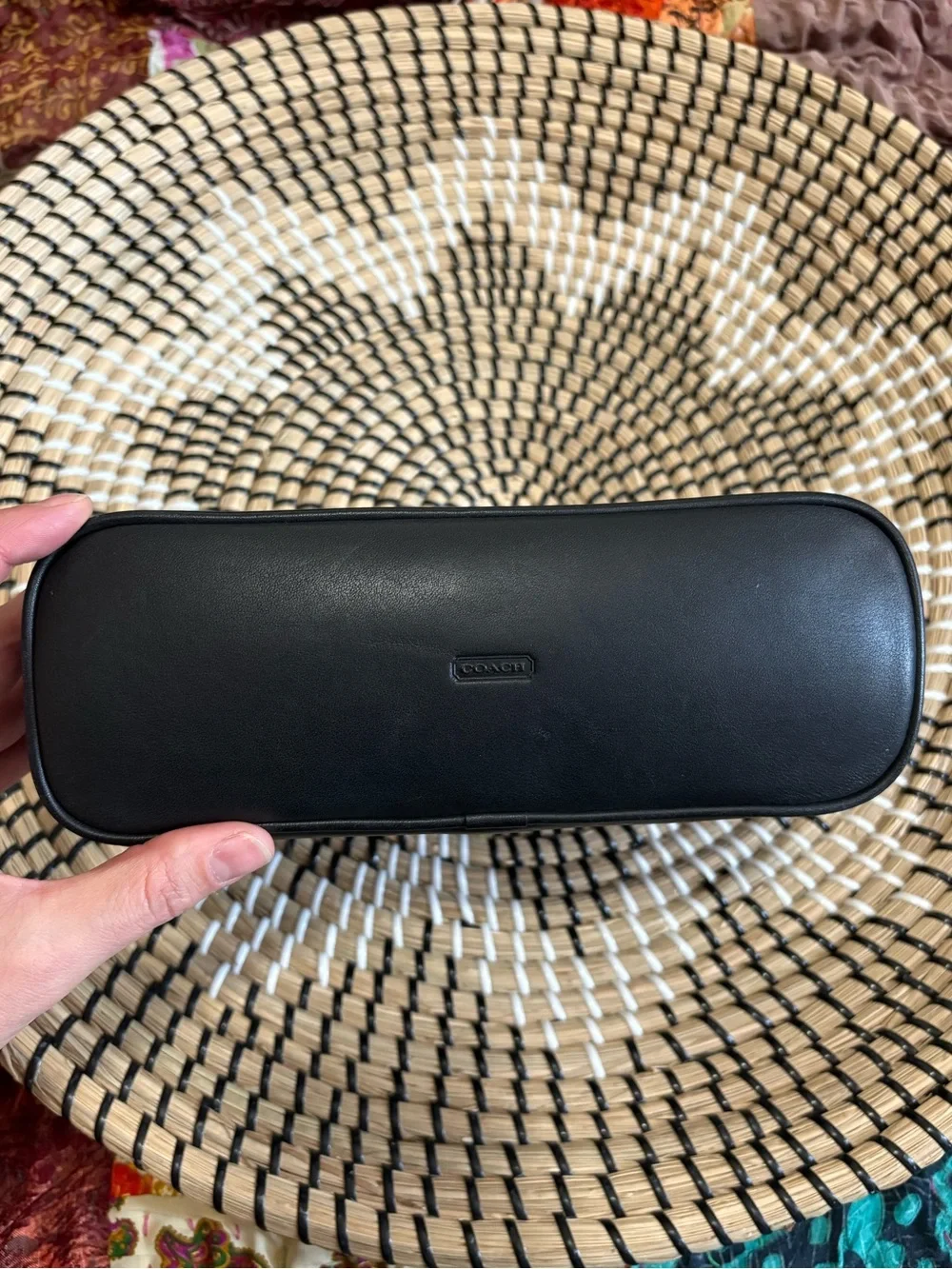 Vintage RARE Coach Leather Half-Moon Dome Zip Cosmetic Case with Coin Pouch